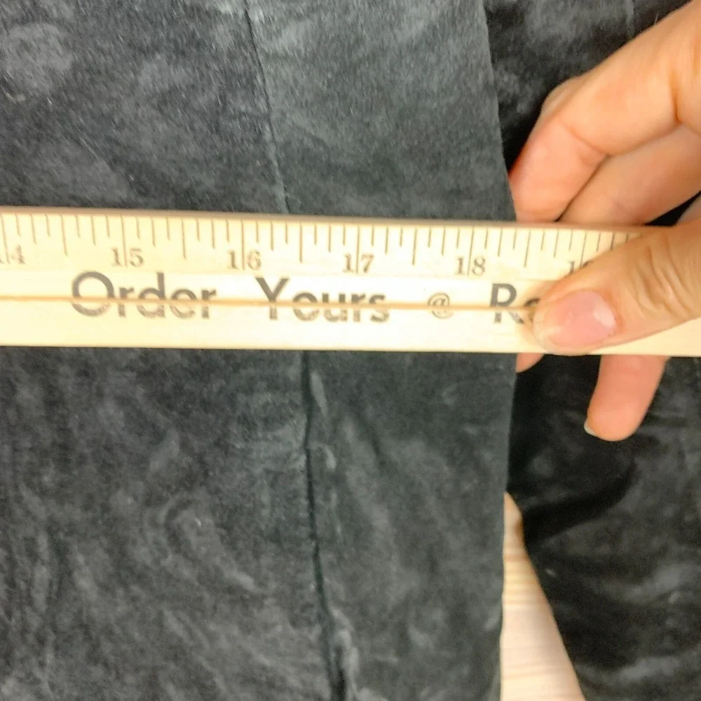 Y2K Arden B Trench Coat Women Large Suede‎ Leather Black Western Boho